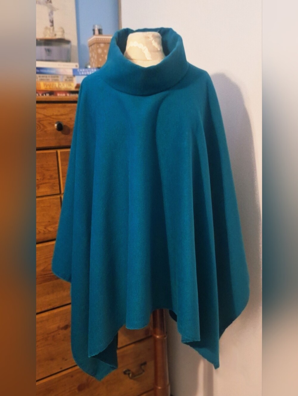 Blue Teal Felt Poncho